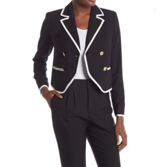 NWT FRAME Contrast Trim Double Breasted Blazer - Picture 4 of 8